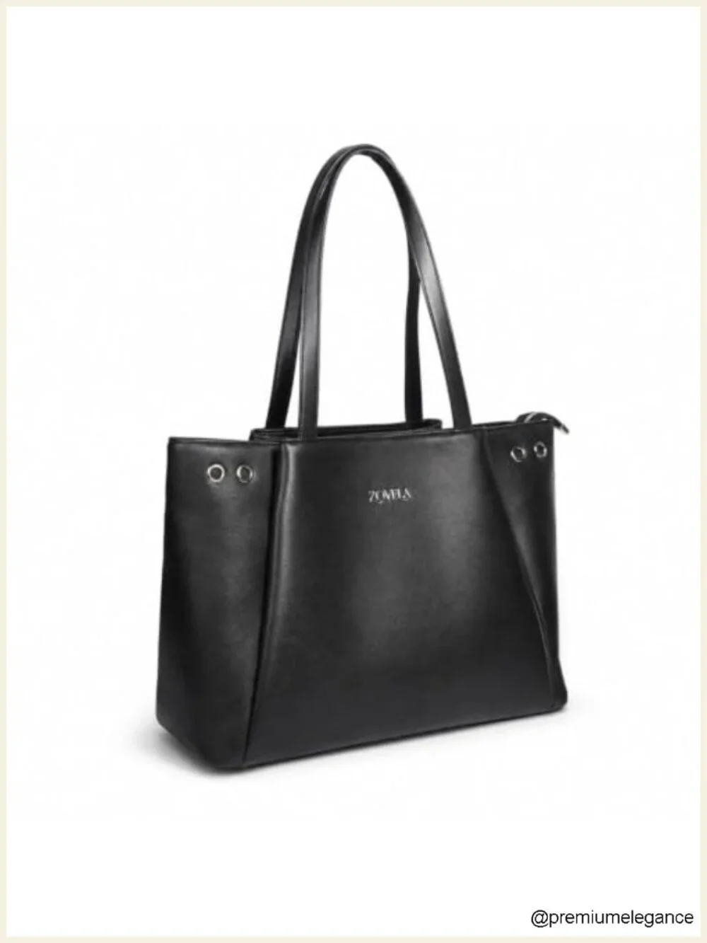 Large Structured Vegan Leather Work Tote Bag with Compartments for Women